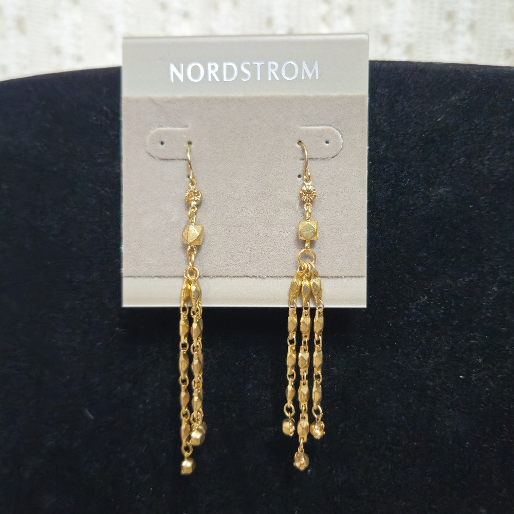 (NEW) Nordstrom Gold Dangle Drop Earrings 3"